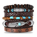 Turquoise Leather Western Bracelets for Women Men Bohemian Retro Turquoise Wrap Bracelets Exquisite Layered Stacked Cowboy Cowgirl Bracelet Western Country Concert Outfits Leather Cuff Bracelet for Women - style: Feather