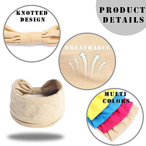 FULZTEY Wide Headbands for Women Non Slip Hairbands Thick Knotted Head Bands Yellow Turban Stretchy Workout Sport Yoga Bandanas Solid Color Hair Accessories for Female and Gilrs 4Pcs - color: Style 15