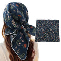 Bandanas for Women Men 21"x21" Floral Headband Scarf Versatile Hair Bandana Square Head Scarf - color: Navy Painting