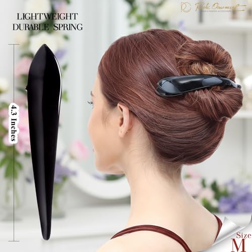 RC ROCHE 6 Pcs Duck Bill Alligator Hair Clips for Women Sectioning Flat Claw Long Thick Hair Inner Teeth Curved Styling Jaw Strong Secure Grip Salon, Medium Black - color: (Medium) Black