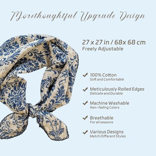 Cotton Bandana,Large Bandanas for Women,Head Coverings for Women,Head Scarf Handkerchief, Square Headband 27" x 27" - color: 27-02-totem-blue