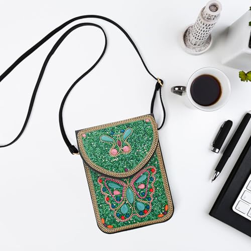 Small Beaded Crossbody Bag for Women, Boho Cell Phone Shoulder Purse Wallet with Handcrafted Colorful Beads - color: Butterfly