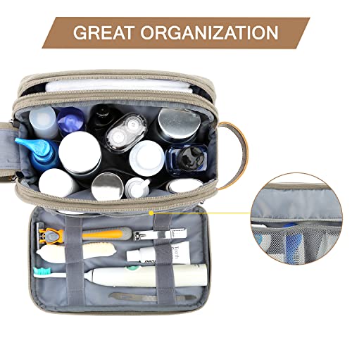 BAGSMART Toiletry Bag for Men, Canvas Travel Toiletry Organizer Dopp Kit Water-resistant Shaving Bag for Toiletries Accessories,Beige-Medium - color: Beige, size: Medium