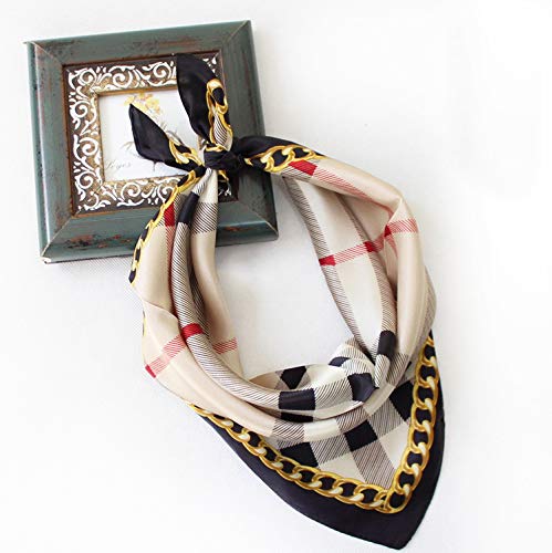 ANDANTINO 100% Mulberry Silk Scarf -21” Square Neckerchief with Gift Packed - color: Classic Plaid