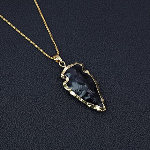 COAI Arrowhead Pendant Black Obsidian Raw Crystal Necklace for Men Women 20-32" - style: Smaller Arrowhead Pendant