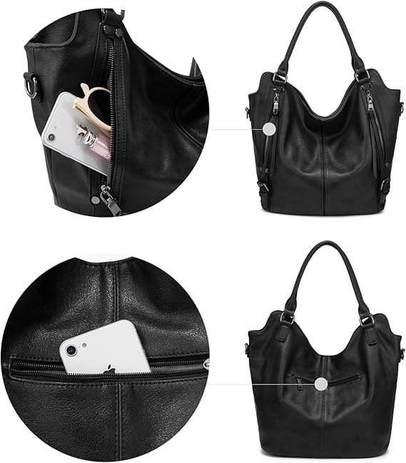 Tote Bag for Women PU Leather Shoulder Bags Fashion Hobo Bags Large Purse and Handbags with Adjustable Shoulder Strap - color: Dark Green Flower
