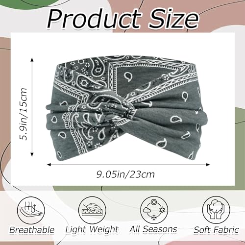 6 Pack Boho Headbands for Women African Wide Twist Turban Hair Wrap for Women Stretchy Non-Slip Yoga Sport Workout Non-slip Hair Bands Accessories - color: Multicolor-2