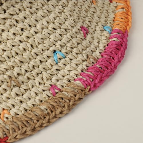 Women Straw Sun Hat Summer Beach Hats Foldable Floppy Cap Wide Brim Bucket Hat Solid Handmade Sun Protection Caps - color: Colorful-khaki