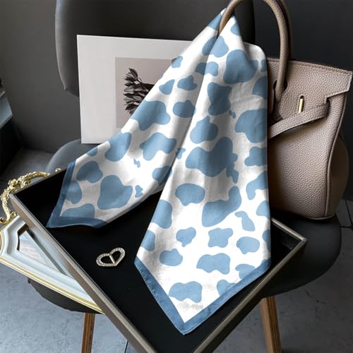 Scarf Silk Feeling Square Satin Head Hair Scarf Wrap 27.5 Inches Headwear Aesthetic Cute Decoration Women Girls - color: V-6-blue