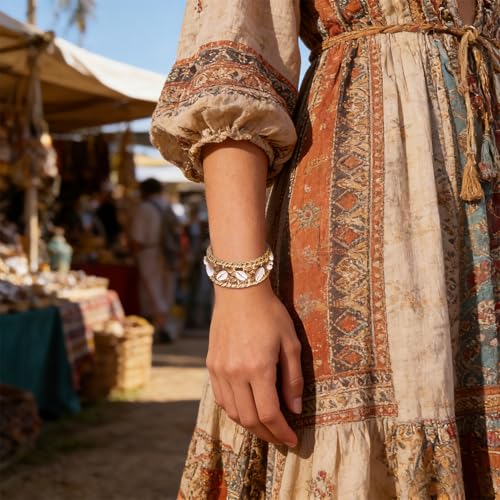 Rattan Bracelet Handmade Lightweight Straw Wicker Braid Cuff Bangle Bracelet Statement Adjustable Bohemian Rattans Woven Chunky Bracelets for Summer Wrist Jewelry - style: H Rattan Shell Bracelet