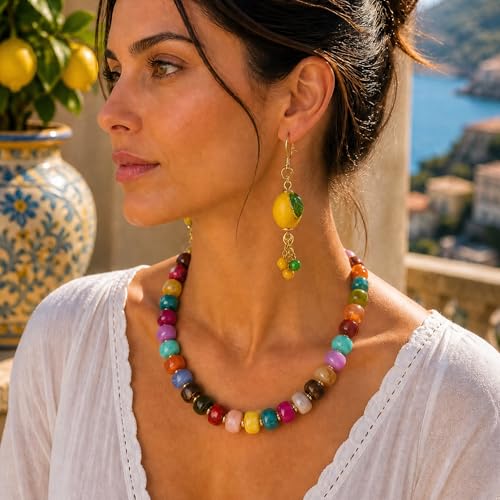Chunky Beaded Starfish Shell Necklace for Women Colorful Boho Summer Chain Choker Beach Necklace with Acrylic Beads Trendy Chunky Jewelry Gifts - color: Colorful