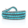 Layered Leather Handmade Bracelet Boho Bohemian Style Multilayer Crystal Glass Natural Stone Beaded Wrap Bracelets Collection for Women - style: BR502