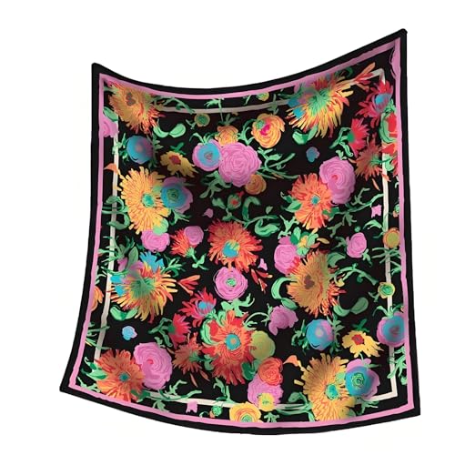 Premium Floral Scarf for Women 35x35 Square Silk Feel-Lightweight Scarves Headscarf Bandanas Wrapping Handbag - color: Hydrangea Flower