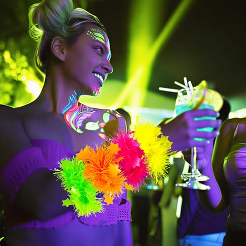 16 PCS Neon Accessories Glow Bracelets 80s Bracelet Fluorescent Blacklight Bracelet Party Favors Neon Bracelets for Glow Party Women Men Party Supplies