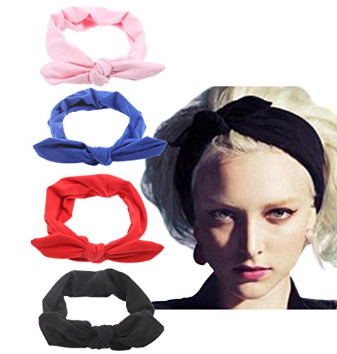 ELACUCOS Headbands for Women Criss Cross Boho Floal Style Head Bands for Women's Hair 4 Pack - color: Set4