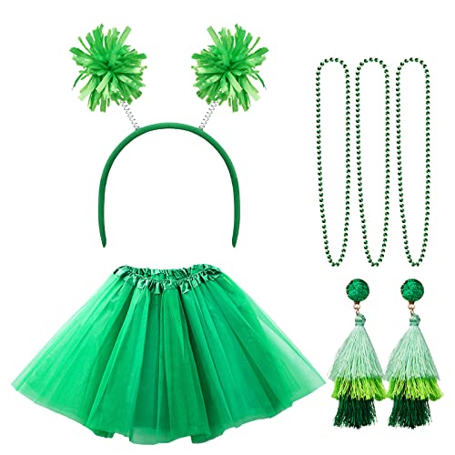 Hicarer 6 Pcs 4th of July Tutu Set Women Red White and Blue Accessories 250th Tutu Patriotic Costume Independence Day Favors - color: Green