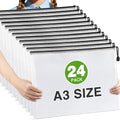 Umriox 24 Pack Zipper Pouches for Organizing, Black, A3 Size (16.9 x 12.4), Big mesh Bags, Zipper Bags for Puzzles & Board Game Storage, Office Supplies Travel Toiletries - style: Black 24pcs, A3