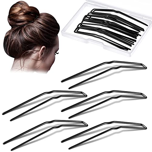 Waydress 36 Pieces U Shaped Hairpins Ballet Buns Bobby Pins U Hair Styling Metal U Bun Hairpins for Updo Bun Bobby Pins for Women Lady Thick Thin Long Curly Hair (Black, 3 Inches) - color: Black, size: 3 Inch