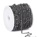 33 Feet Gunmetal Satellite Curb Chain Roll, 2mm 304 Stainless Steel Black Ball Beaded Twisted Link Chains Spool Bulk for Jewelry Making DIY Craft - color: Black Small Beads Satellite Curb Chain