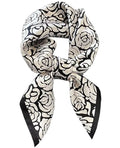 Dailyacc Hair Bandanas Scarf For Women Lightweight Fashion Neck Silk Satin Head Scarves For Sleeping Handbags Scarf - color: 28-black Peony/27.5*27.5in