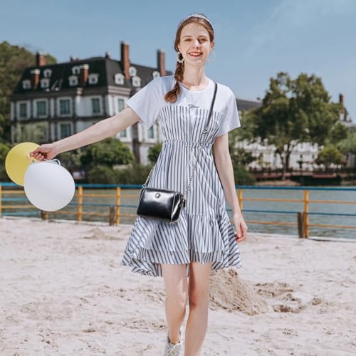 Genuine Leather Small Crossbody Bags for Women | Lightweight Shoulder Purse, Designer Handbag with Adjustable Strap, Casual Travel Everyday Bag - color: H-black