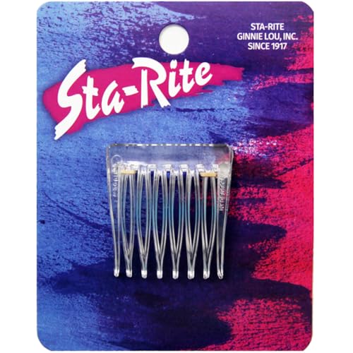 Sta-Rite Side Hair Combs for Women, 2-Count – Professional Side Combs for Fine or Thick Hair – Secure Invisible Hold Styling Accessories for Updos, Twists, and Buns – Made in USA (Crystal) - color: Crystal