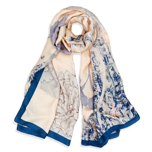vimate 100% Large Silk Feeling Scarf-Women's Fashion Long Mulberry Silk Satin Neck Scarf Sunscreen Shawl Wrap Headscarf - color: Style 21