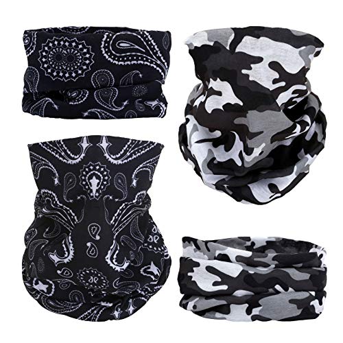 4 Headband Bandana Balaclava Half Face Mask Shield Head Hair Scarf Neck Gaiter Hat Multipurpose For WoMen Men Breathable Reusable Washable Camo Cashew Flower Black Grey - color: 4x Man's Selection Mask