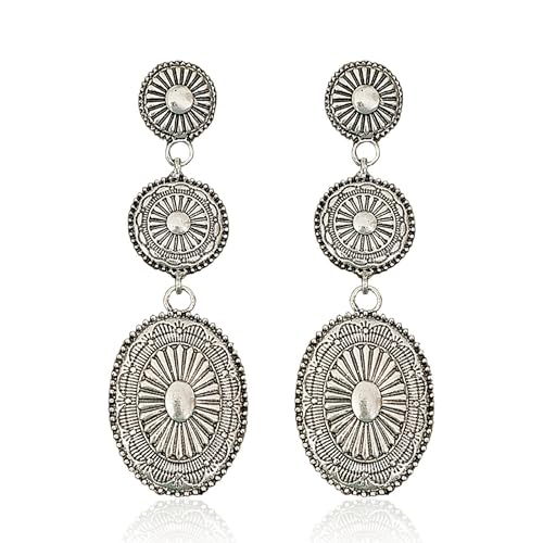 Boho Earrings for Women Trendy Gold Dangle Earrings Vintage Bohemian Indian Country Jewelry Gifts Boho Dress Chic Clothing - color: B1:silver western earrings