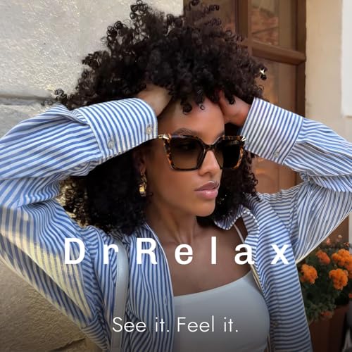 DrRelax Big Square Sunglasses Womens Retro Polarized Sun Glasses with Metal UV 400 Protection - color: Leopard/ Gradient Brown
