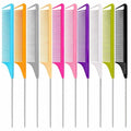 Schembo 10 Packs Rat Tail Combs Metal Pick Styling Parting Lightweight Sectioning Fine Tooth Combs with Heat Resistant Teasing Comb for Women, Men, Girls Hair Styling