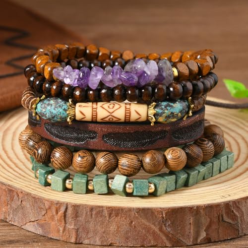 Bohemian Mix Bead Multi Layer Versatile Statement Bracelets Boho Stackable Beaded Strand Stretch Bangles Bracelets Sparkly Crystal Tassel Charm Jewelry Gift - style: Purple