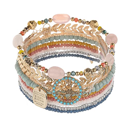 6 sets Bohemian Multilayer tassels bracelet Handmade Wrap Bracelets Bangle Jewelry Bracelets for Women - color: JA6-5