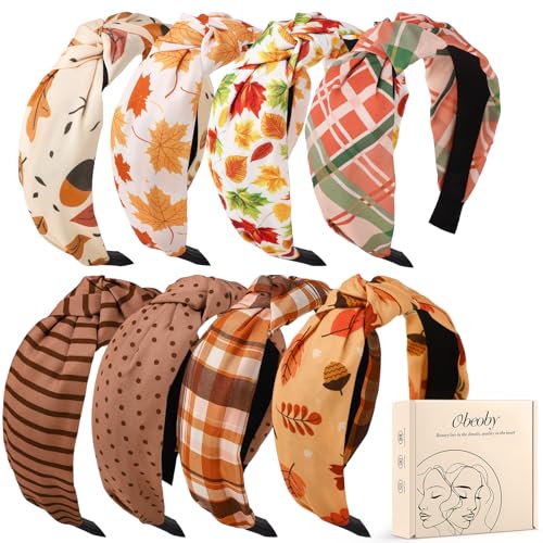 obeoby Fall Headbands for Women, Thanksgiving Knotted Headband Holiday Hairbands for Women Girls Autumn Festive Gift - color: Fall serise
