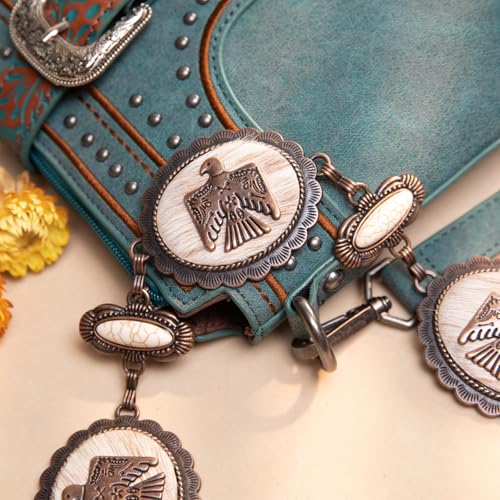 Montana West Rustic Couture's Large Western Concho Metal Belts for Women Cowgirl - color: Brilliant White
