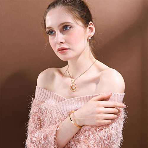 U7 Allah Necklace for Women/Men, 18K Gold Plated Square/Oval/Coin/Heart/Crescent Moon Islamic Pendant Necklace Muslim Jewelry with Chain - color: 01.Crescent Moon gold