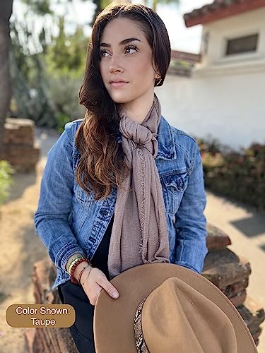 Humble Hilo Womens Woven Bohemian Style Gauze Scarf,Shawl, Head Wrap Fringed Edge Lightweight, Long Folds Small - color: Sand