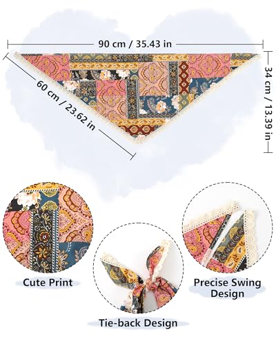 AWAYTR 3Pcs Hair Bandanas Head Kerchief for Women Girls Tie-Back Boho Hair Scarf Headband Bandana Triangle Head Scarf - color: Brown / Green / Pink