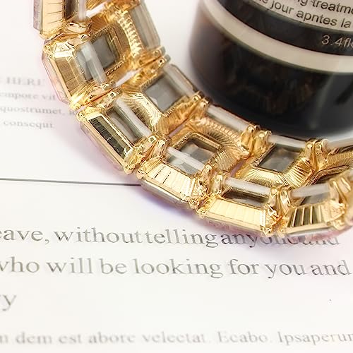 Women’s Wedding Bridal Crystal Leaf Flower Stretch Bangle Elastic Wide Bracelet Jewelry for Brides Bridesmaid - color: Style2-Violet-Gold Plated