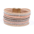 Artilady Leather Wrap Bracelets for Women - Pearl Bracelets Handmade Clasp Bangle Bracelet with Beads Jewelry Gift for Women and Mother - style: Shining Pink