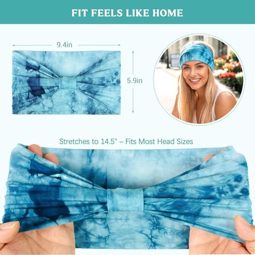 Awumbuk Wide Headbands for Women Knotted No Slip Head Bands Soft Turban Headband Hair Accessories Boho African Solid Color Head Wraps for Women Yoga Workout (Light Purple) - color: Light Purple