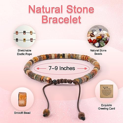 Inspirational Gifts Bracelets for Women: Mothers Day Birthday Gifts for Mom Women Friends Sister - Healing Natural Stone Beads Bracelets Thinking of you Get Well Soon Gift for Women - color: A-I JASPER STONE-FRIENDSHIP