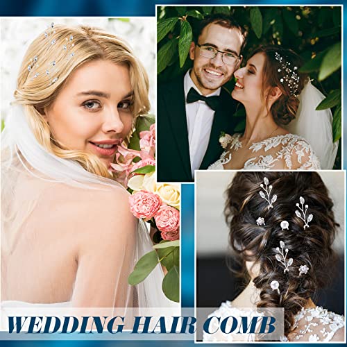 Maitys 44 Pieces Wedding Hair Accessories Faux Pearl Crystal Comb Clips U-shaped Flower Rhinestone Silver Pearl Hair Pieces for Prom Bride Bridesmaid(Elegant Style) - style: Elegant Style