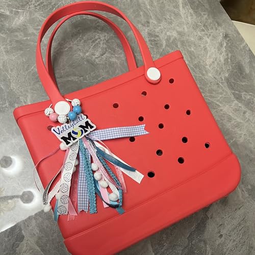 Baseball Softball Soccer Football Volleyball Sports Mom Charms for Bogg Bag Accessories Tassel Backpack Gifts - style: Volleyball Mom
