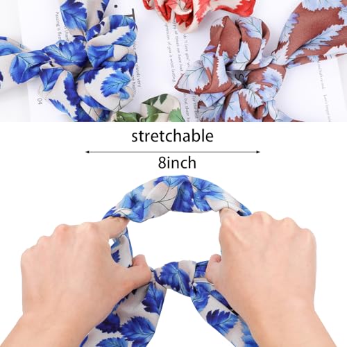 Scarf Scrunchie,6PCS Hair Scarf Ties Bow Scrunchies | Hair Scarves,Scrunchie with Tails,Bandana Scrunchies,Hair Bows,Scarf Ponytail,Hair Accessories for Women,2 in 1 - color: leaf 2B
