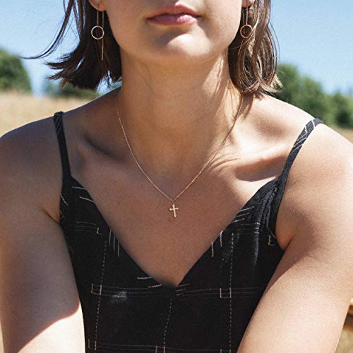 MEVECCO Dainty Gold Cross Necklace for Women - 18K Gold Plated Delicate Minimalist Cubic Zircon Cross Necklaces Cute Faith/Crucifix Jewelry Gift - style: Cross-4