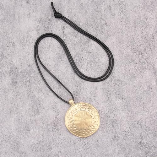 Boho Necklaces for Women Chunky Circle Necklace Layered Boho Circle Leather Choker Necklace Long Vintage Necklaces Bohemian Jewlery Gifts - style: Chunky Circles Necklace