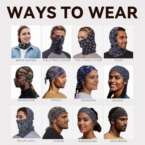 6-Pack Balaclava Face Mask for Men & Women - UV Protection Neck Gaiter, Multi-Use Cycling Mask & Breathable Headband - color: Blue