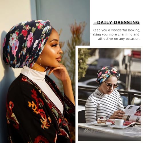 African Women Turban Caps Pre-Tied Twisted Turbans Head Scarf for Women Hair Wraps Cover Beanie Cancer Chemo Headwear - color: 1 Pack Twisted Braid A: Floral F