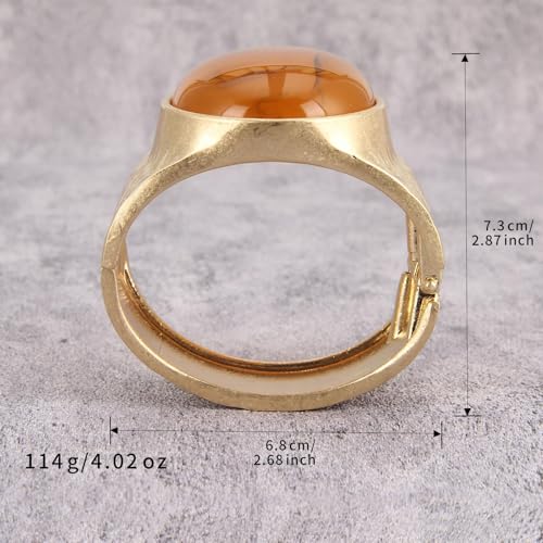 Gold Cuff Bracelet for Women Silver Beaded Bracelets Open Bangle Stackable Stretch Bead Bracelet Boho Jewelry Gifts for Wife Couple - style: Gold Chunky Bangles